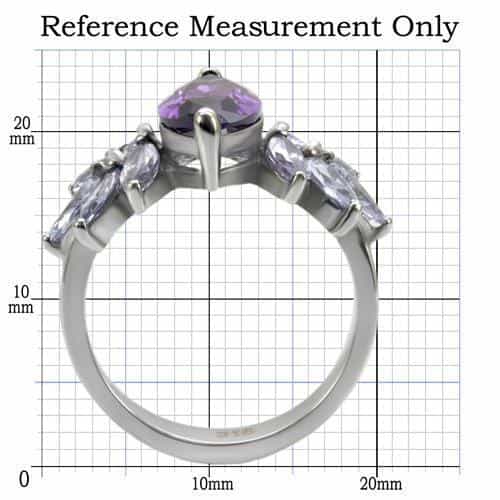 Stainless Steel Amethyst Marquise CZ Cluster Ring view 3
