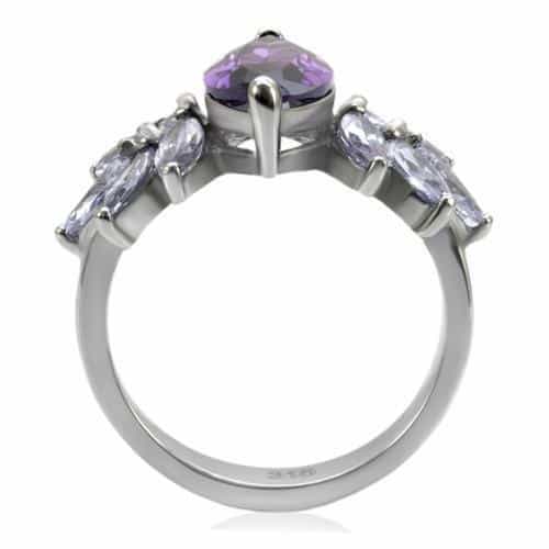Stainless Steel Amethyst Marquise CZ Cluster Ring view 7