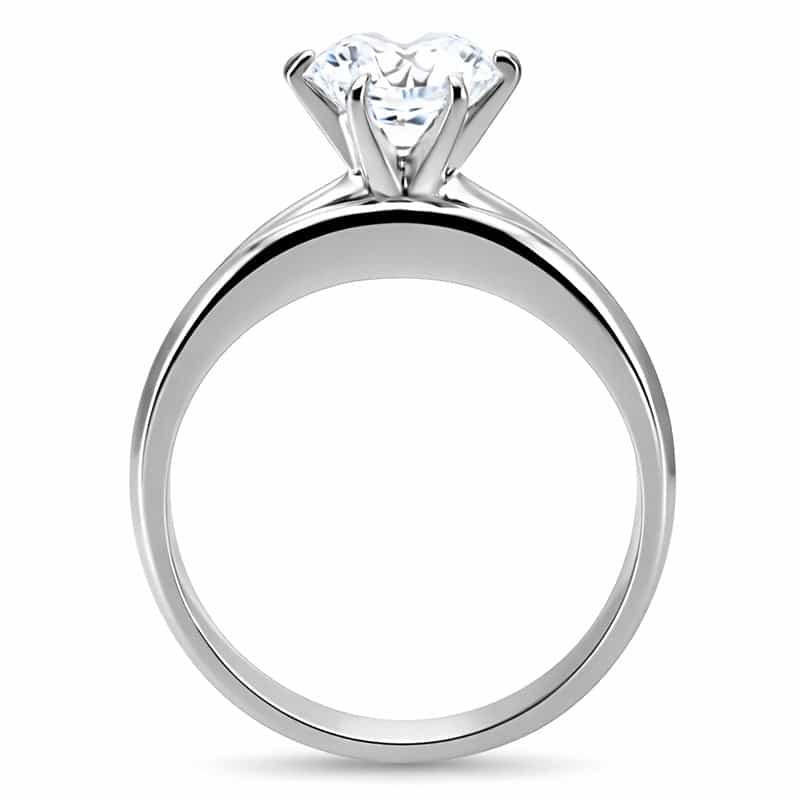Stainless Steel CZ Round Solitaire Bridal Set Ring view 7