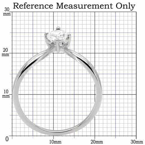 Stainless Steel CZ Round Solitaire Slim Band Ring view 3