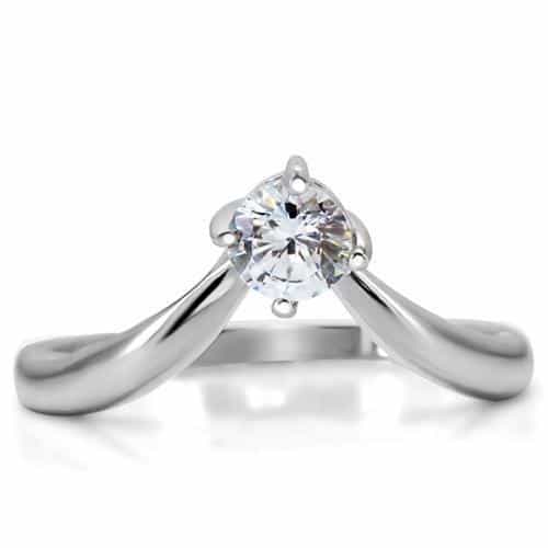Stainless Steel CZ Round Solitaire Slim Band Ring view 5