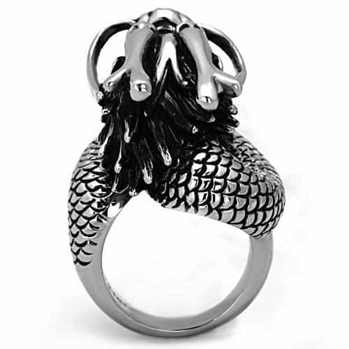 Stainless Steel Black Dragon Pearl Sculpture Ring view 7