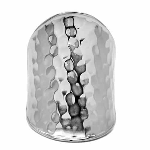 Stainless Steel Hammered Texture Wide Dome Ring view 5