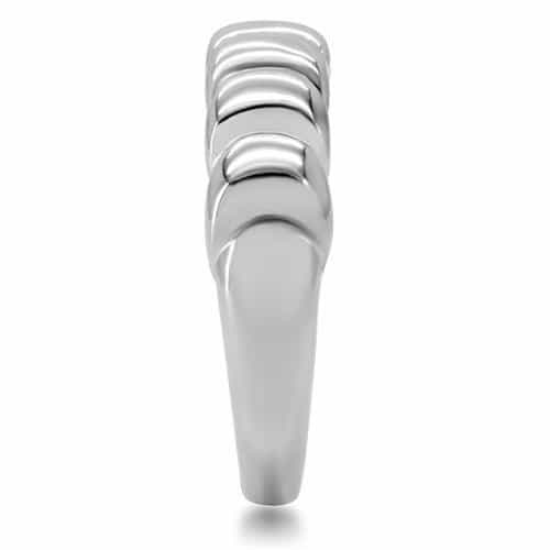 Stainless Steel Polished Scalloped Twist Band Ring view 9