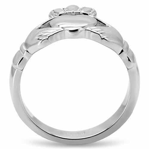 Stainless Steel Claddagh Heart Crown Hands Ring view 7