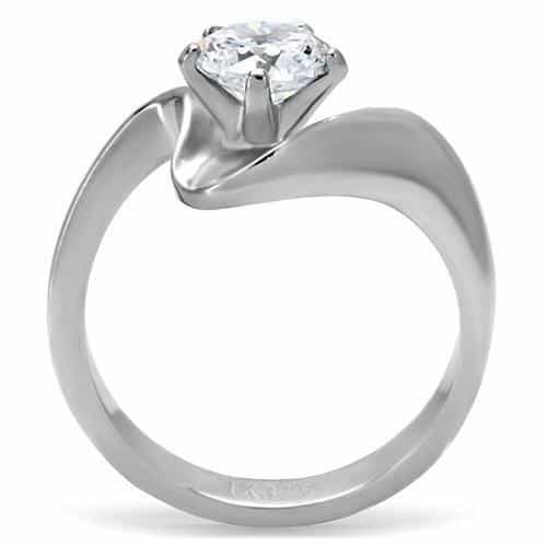 Stainless Steel CZ Round Tension Twist Bypass Ring view 7