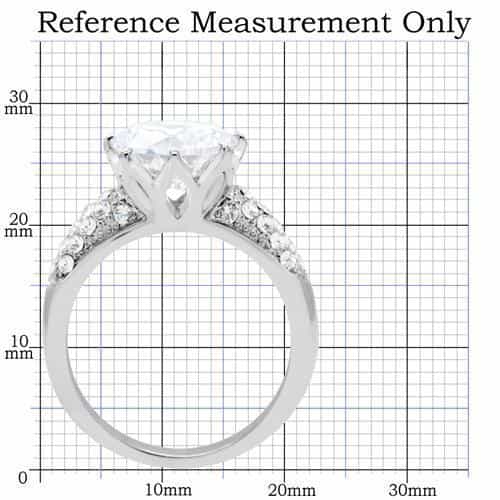 Stainless Steel CZ Large Round Solitaire Pave Cathedral Ring view 3