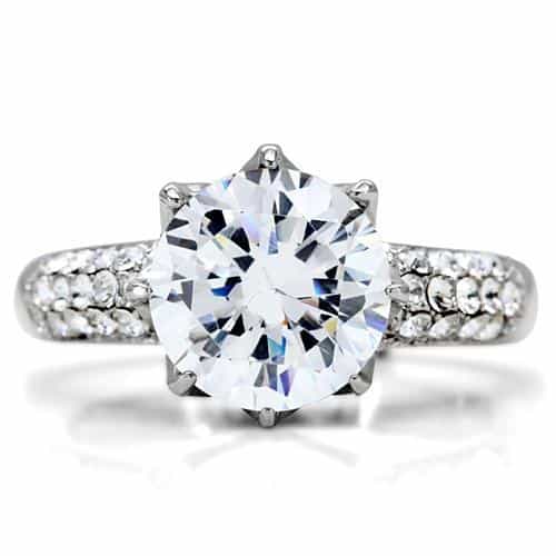 Stainless Steel CZ Large Round Solitaire Pave Cathedral Ring view 5