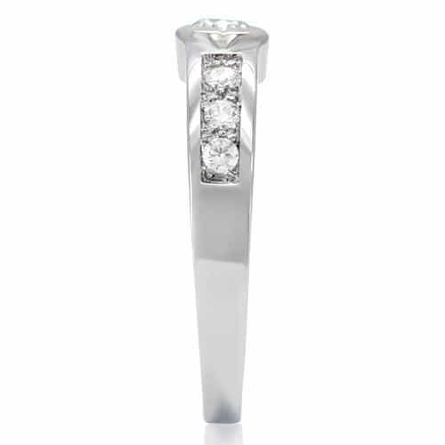 Stainless Steel CZ Round Bezel Channel Band Ring view 9