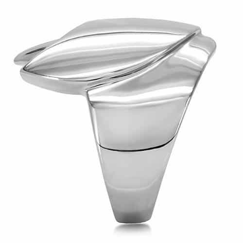 Stainless Steel Polished Flame Tulip Wide Band Ring view 11