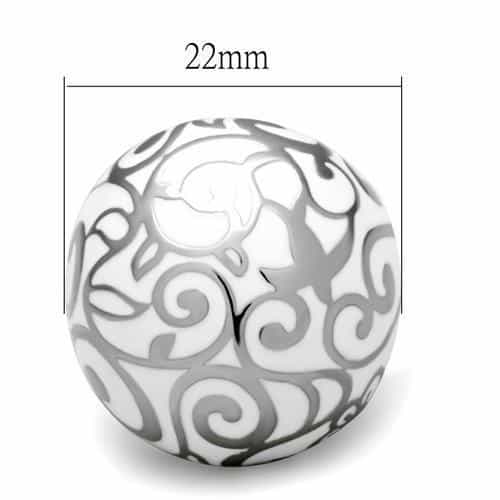 Stainless Steel White Enamel Scroll Dome Cocktail Ring view 3