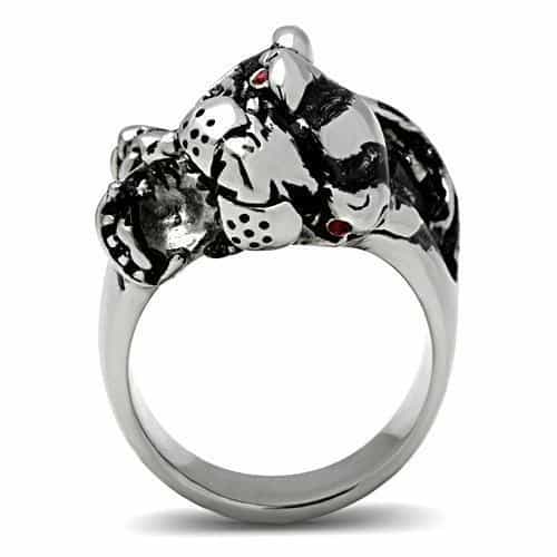 Stainless Steel Silver Red Eye Dragon Wrap Biker Ring view 5