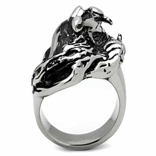 Stainless Steel Silver Red Eye Dragon Wrap Biker Ring view 7