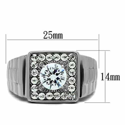 Stainless Steel CZ Round Square Halo Watch Band Link Mens Ring view 3