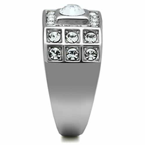 Stainless Steel CZ Round Square Halo Channel Pave Mens Ring view 7