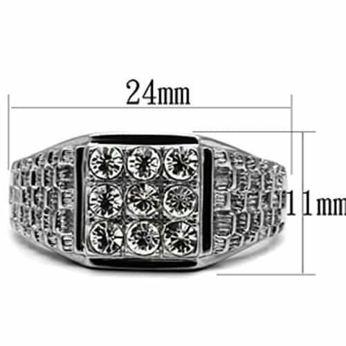 Stainless Steel CZ Round Baguette Channel Pave Wide Mens Ring view 3