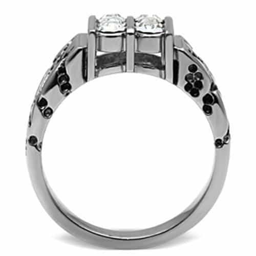 Stainless Steel CZ Round Bar Channel Leopard Print Wide Band Ring view 5