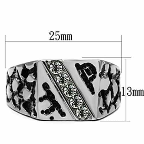 Stainless Steel Silver CZ Chi Rho Christian Symbol Mens Ring view 3