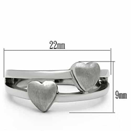Stainless Steel Silver Polished Heart Bypass Solitaire Ring view 3