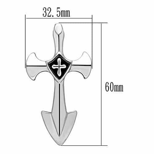 Stainless Steel Silver Sword Cross Shield Pendant Chain Pendant view 3
