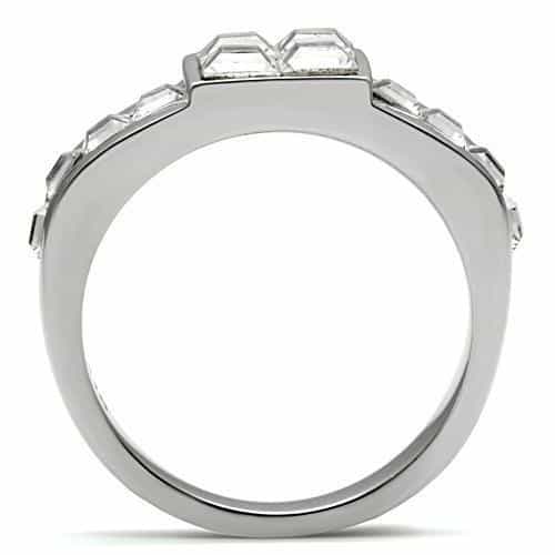 Stainless Steel CZ Princess Square Halo Mens Signet Ring view 5