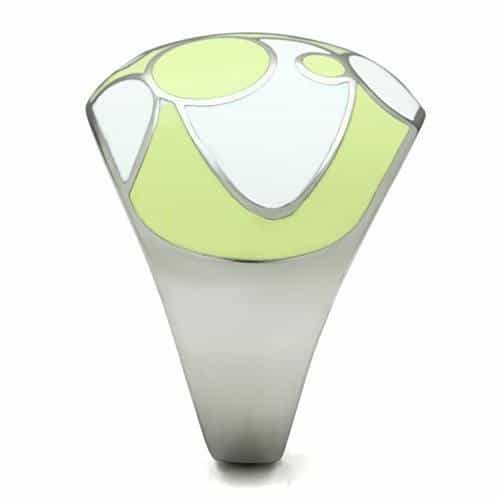 Stainless Steel Silver Green Polka Dot Enamel Dome Ring view 7