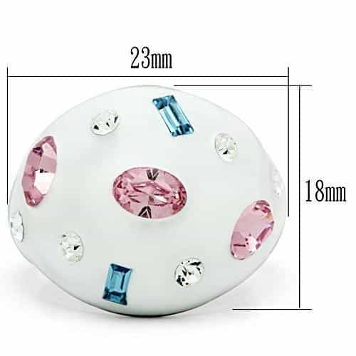 Stainless Steel Silver White Enamel Multi Crystal Scattered Ring view 3