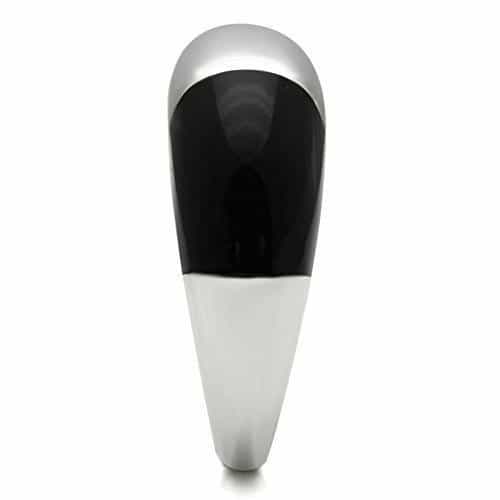 Stainless Steel Silver Black Enamel Accent Polished Dome Ring view 7