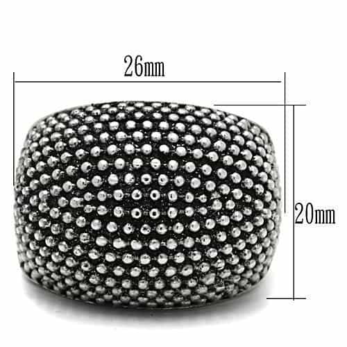 Stainless Steel Silver Oxidized Beaded Texture Dome Ring view 3