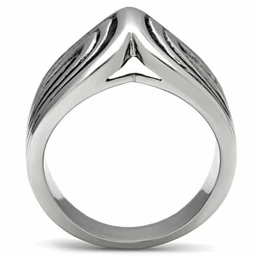 Stainless Steel Silver Carved Wave Swirl Dome Ring view 5