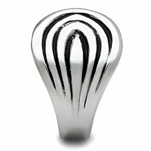 Stainless Steel Silver Carved Wave Swirl Dome Ring view 7