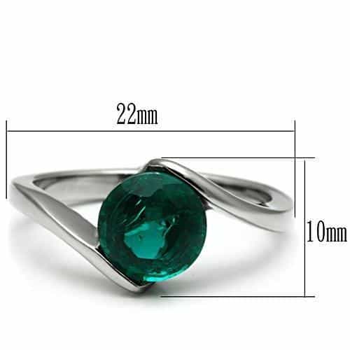 Stainless Steel Silver CZ Round Teal Tension Bypass Ring view 3