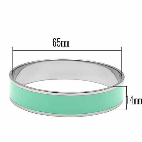 Stainless Steel Silver Teal Enamel Wide Bracelet view 3