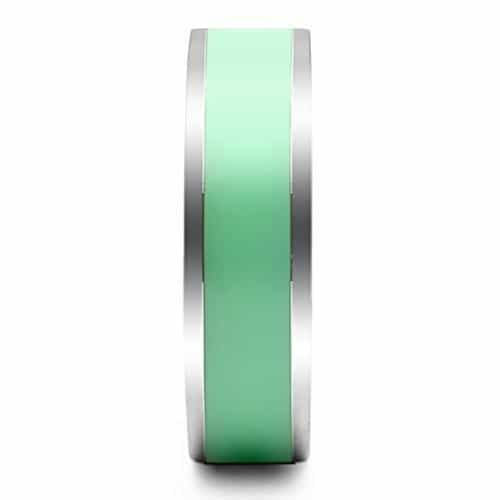 Stainless Steel Silver Mint Enamel Center Band Ring view 7