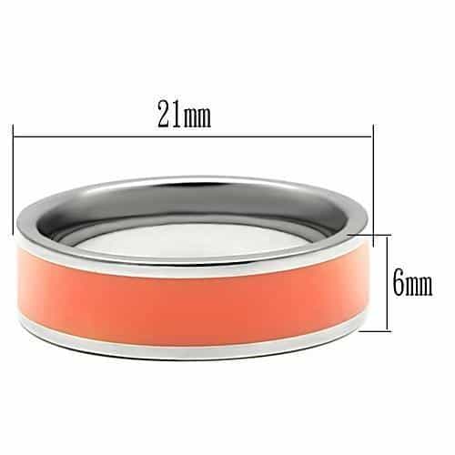 Stainless Steel Silver Coral Enamel Center Band Ring view 3