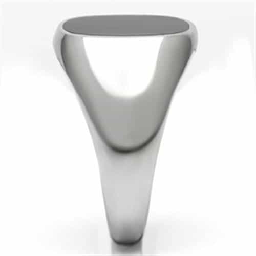 Stainless Steel Silver Black Onyx Round Flat Polished Mens Ring view 7