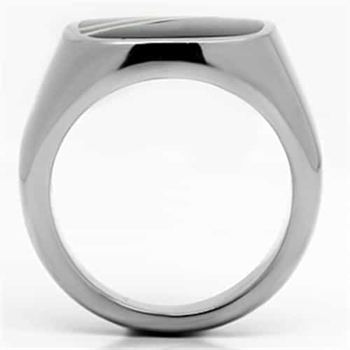 Stainless Steel Silver Black Enamel Red Stripe Square Mens Ring view 5