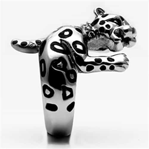 Stainless Steel Silver Leopard Head Spotted 3D Biker Ring view 7