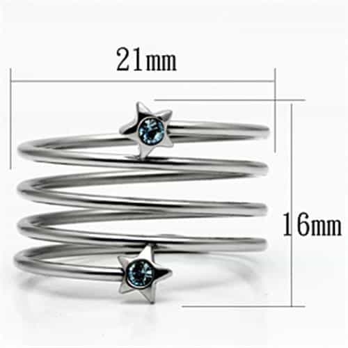 Stainless Steel Silver Spiral Coil Star CZ Accent Modern Ring view 3