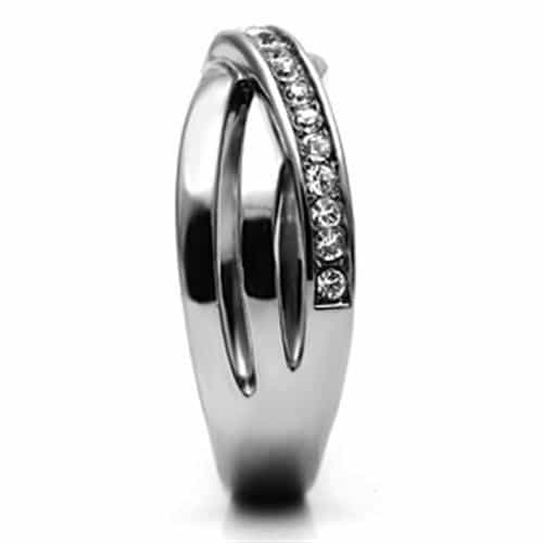 Stainless Steel Silver CZ Channel Crossover X Band Ring view 7