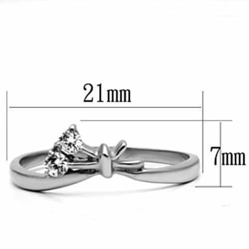 Stainless Steel Silver CZ Round Delicate Cross Prong Ring view 3