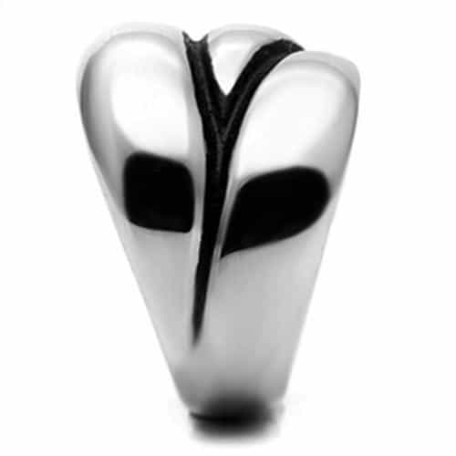 Stainless Steel Silver Black Enamel Swirl Accent Wide Dome Ring view 7