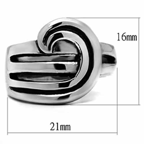 Stainless Steel Silver Black Enamel Spiral Swirl Wide Ring view 3