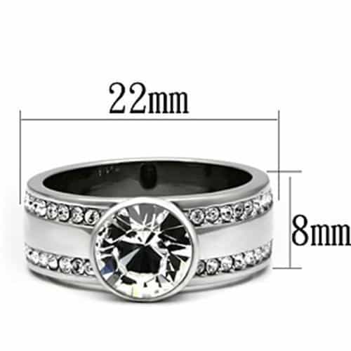 Stainless Steel Silver CZ Round Clear Bezel Pave Split Band Ring view 3