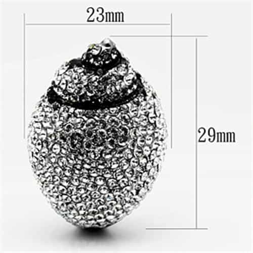 Stainless Steel Silver Clear Crystal Full Pave Dome Ring view 3