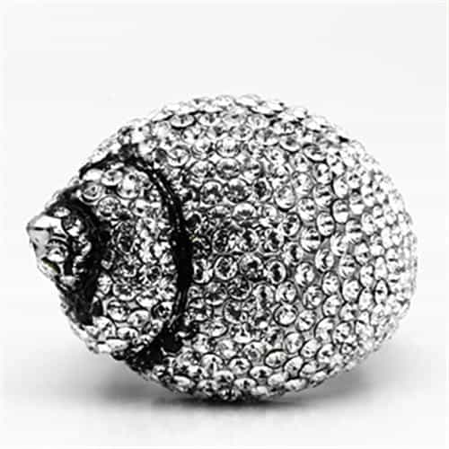 Stainless Steel Silver Clear Crystal Full Pave Dome Ring view 5