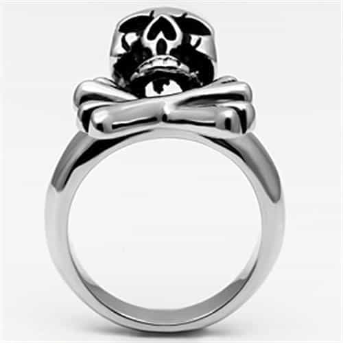 Stainless Steel Silver Skull Crossbones Classic Biker Ring view 5