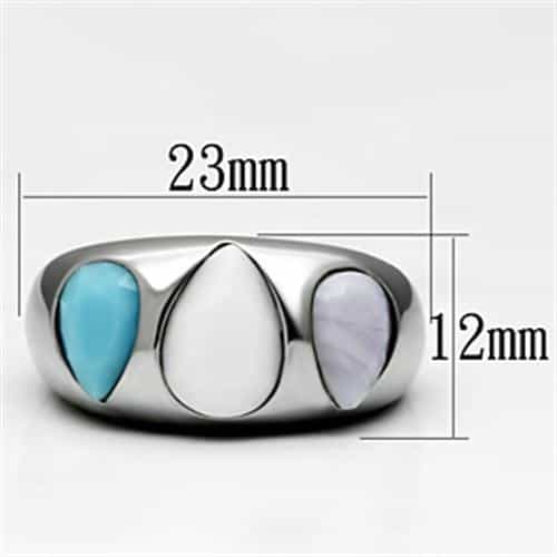 Stainless Steel Silver Blue Enamel Petal Lavender Pearl Ring view 3