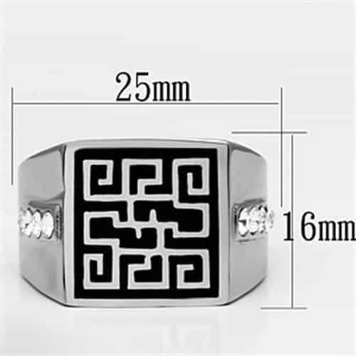 Stainless Steel Silver Greek Key Maze Square Mens Signet Ring view 3