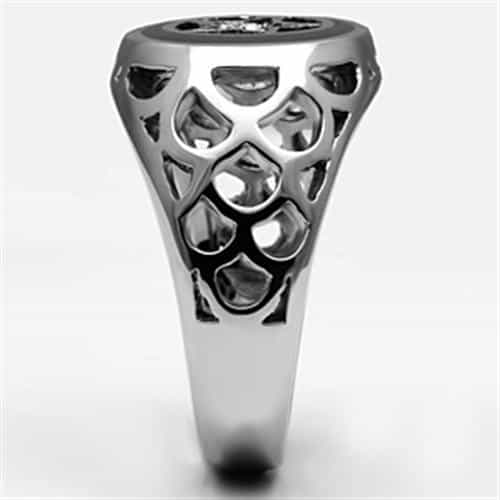 Stainless Steel Silver Moon Star Pentagram Filigree Mens Ring view 7